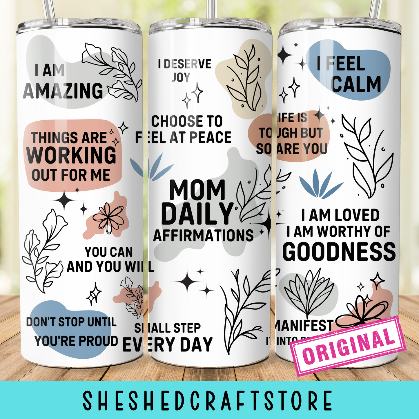 Mom Affirmations 20oz Skinny Tumbler Wrap