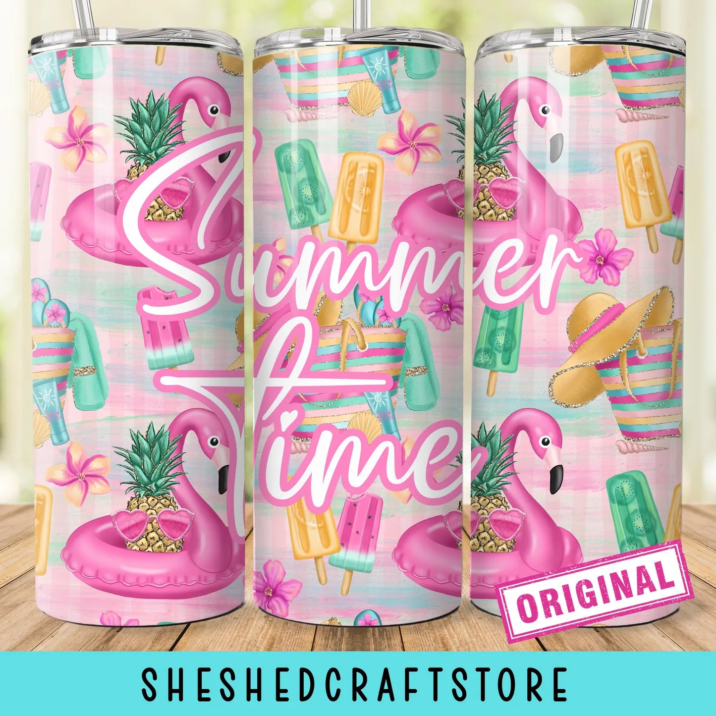 Pink Flamingo Tumbler Wrap