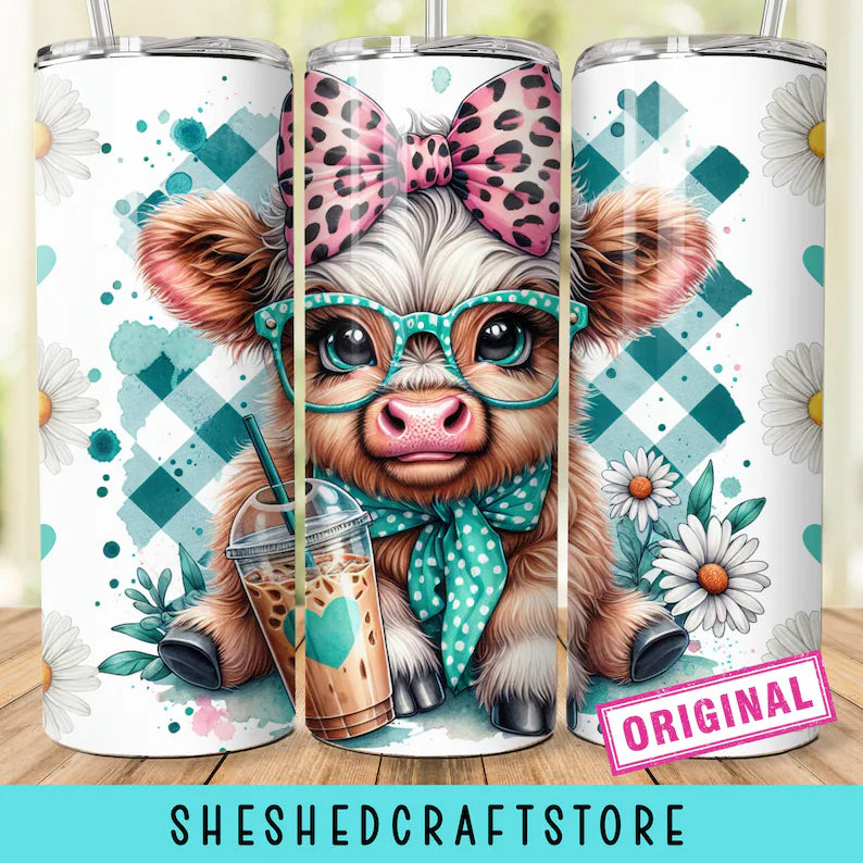 Highland Cows 20 oz Skinny Tumbler Wrap