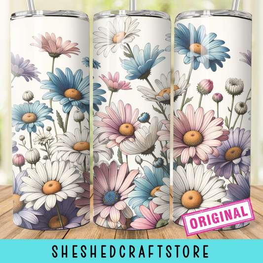 Spring Daisy Wildflowers Vintage Tumbler Wrap