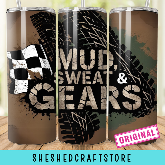 Mud Sweat and Gears Tire Tracks Tumbler Wrap