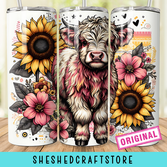 Highland Cow Tumbler Wrap Sunflower Tumbler Wrap