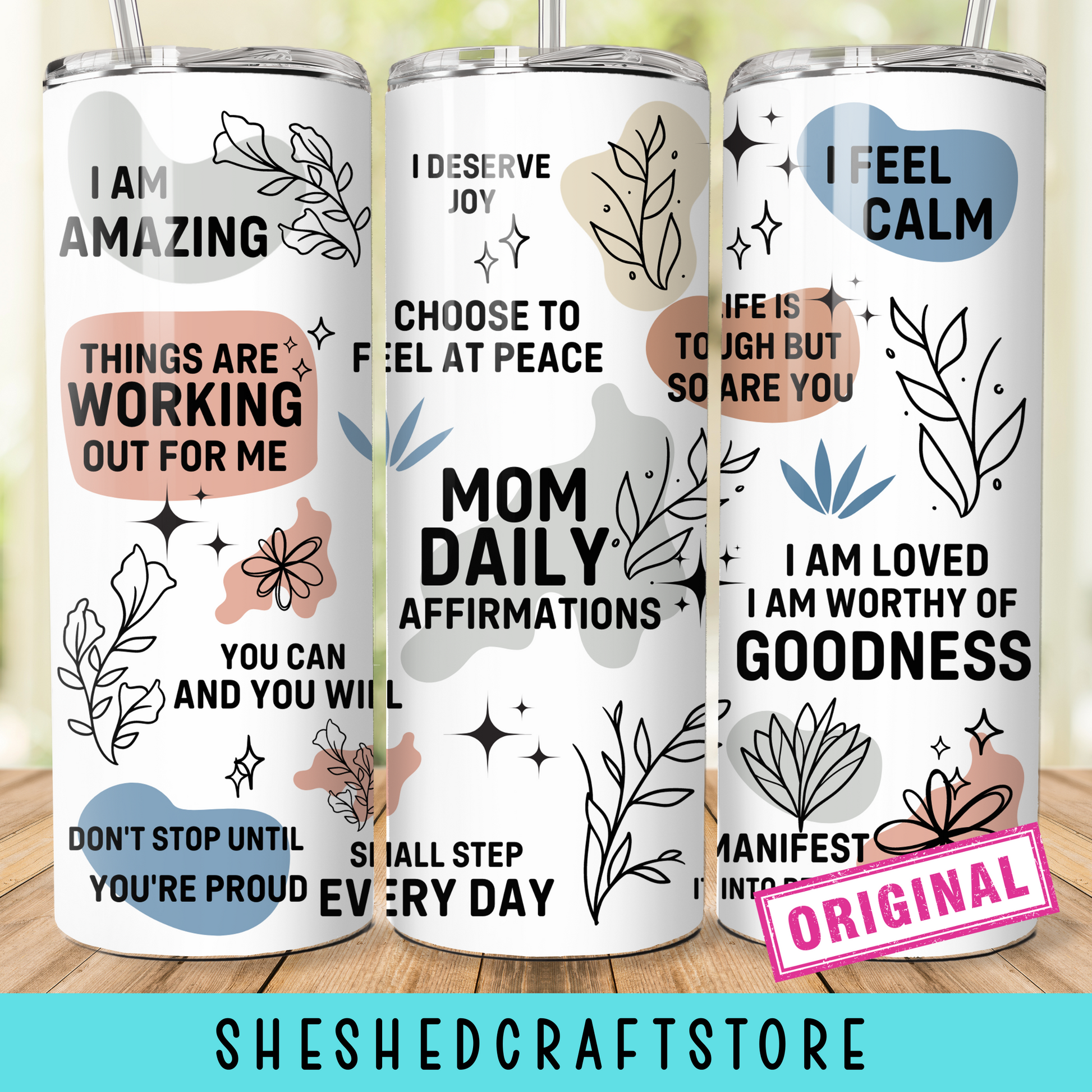 Mom Affirmations 20oz Skinny Tumbler Wrap