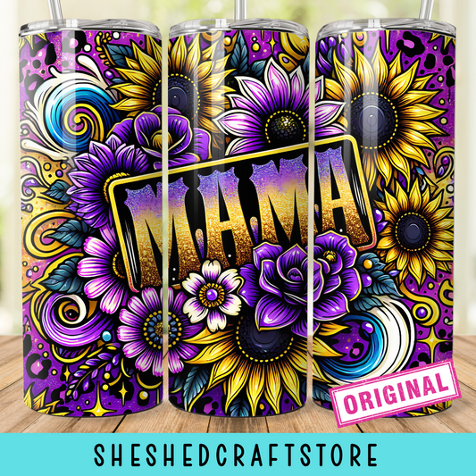 Mama Sunflower Purple Tumbler Wrap