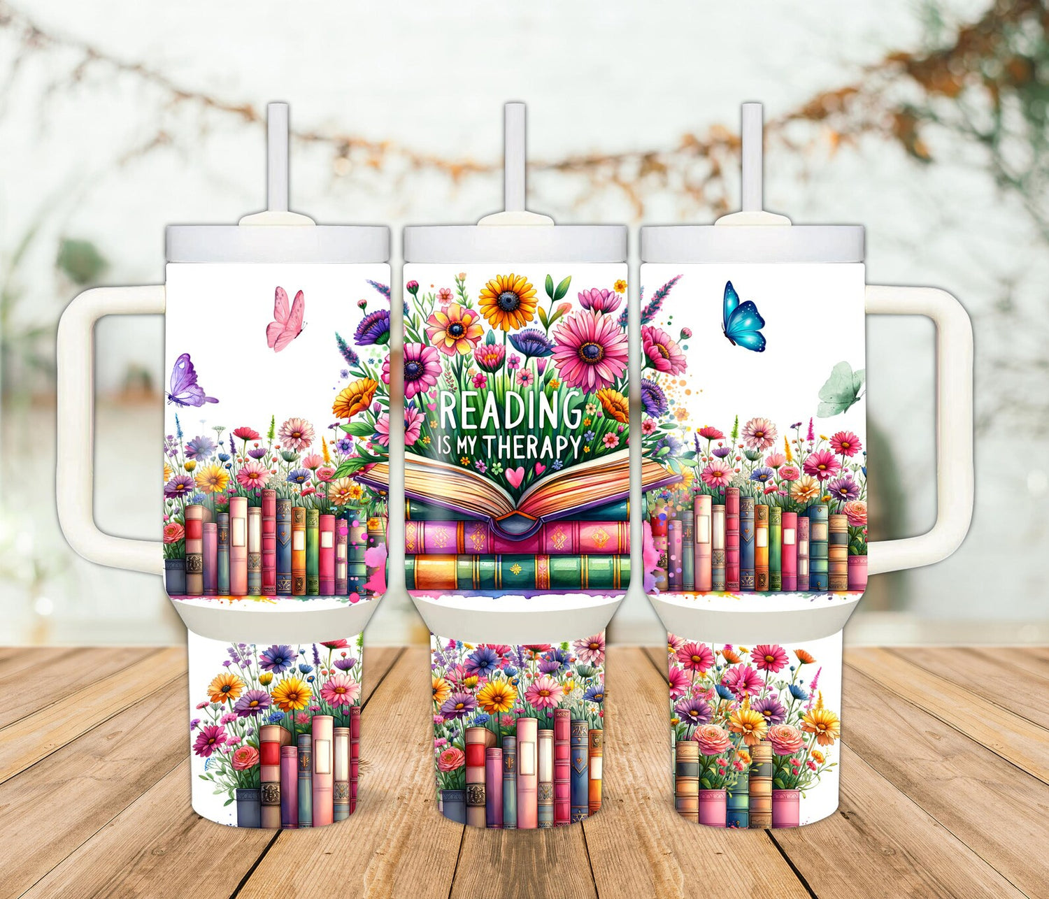 Reading is My Therapy Book 40oz Tumbler Wrap