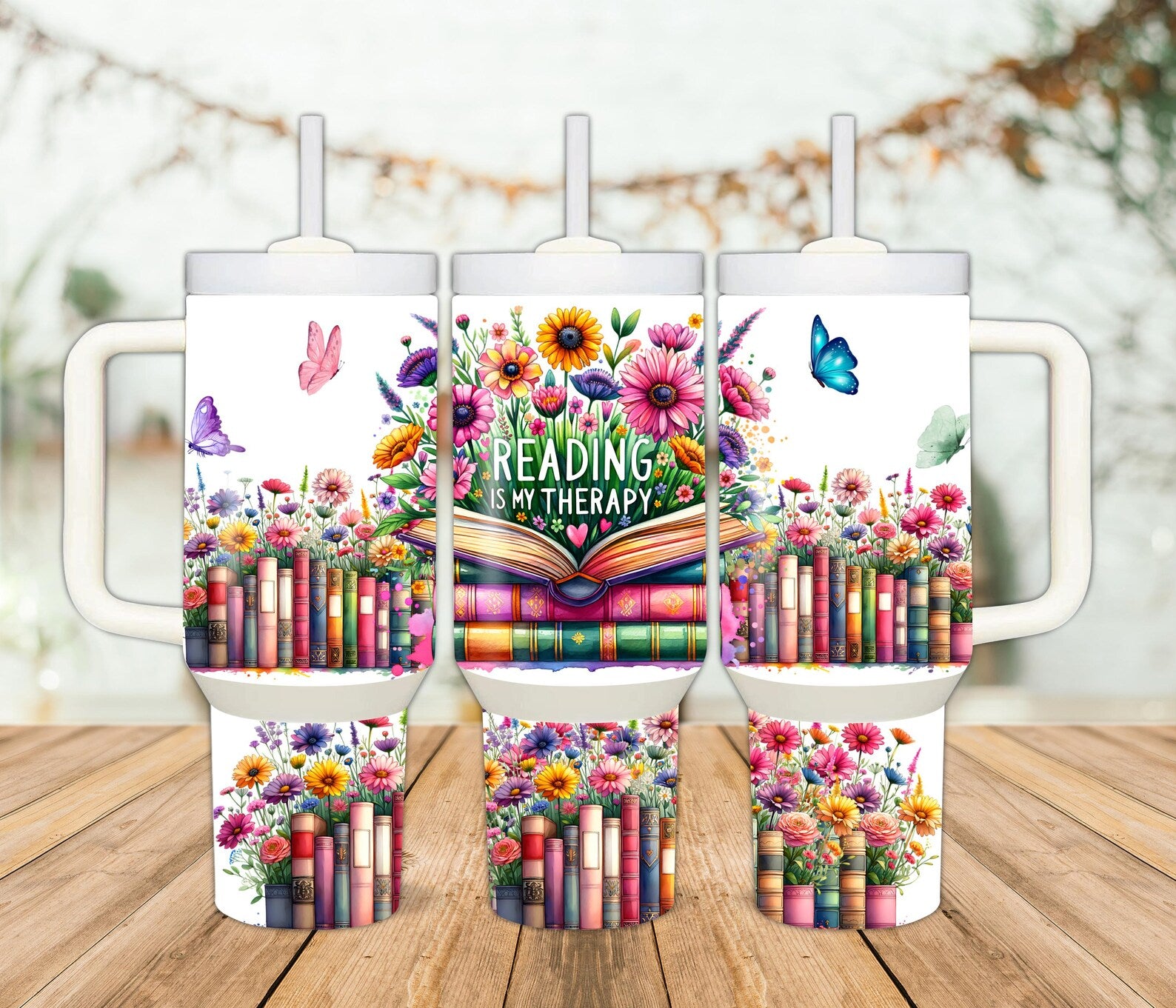 Reading is My Therapy Book 40oz Tumbler Wrap