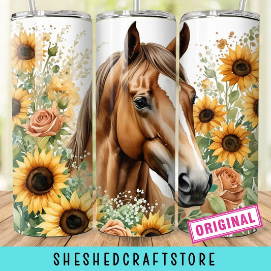 Brown Boho Horse Tumbler Wrap