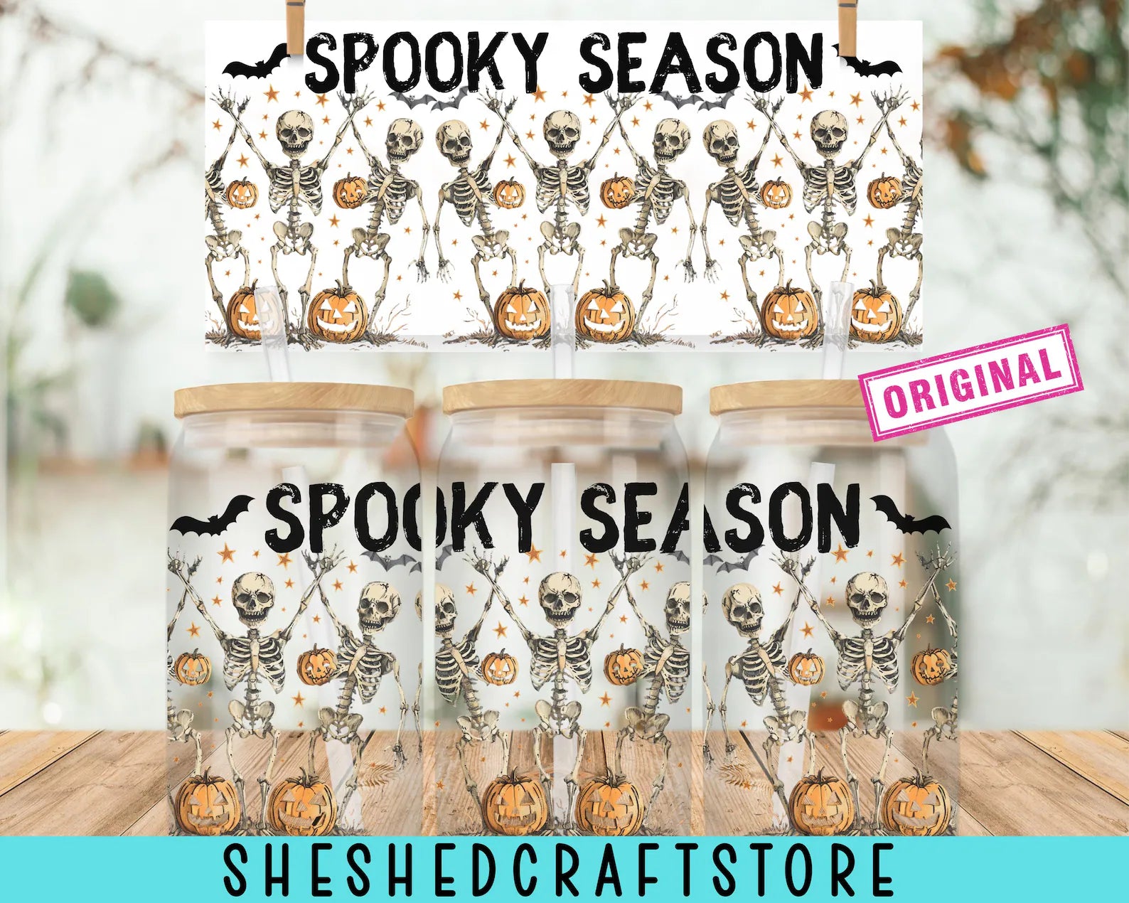 Spooky Season Skeleton Libbey Glass Wrap
