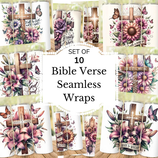 10 Pack Bible Verse Tumbler Wrap Bundle