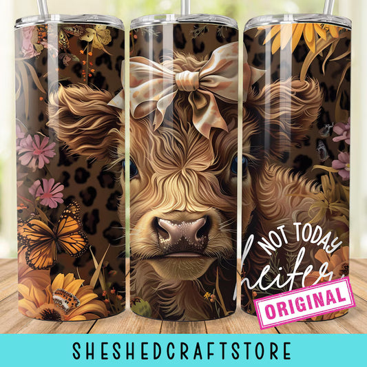 Not Today Heifer Highland Cow Tumbler Wrap