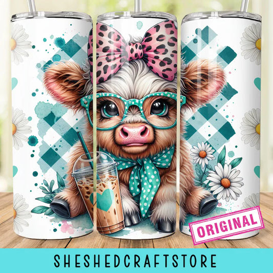 Highland Cows 20 oz Skinny Tumbler Wrap