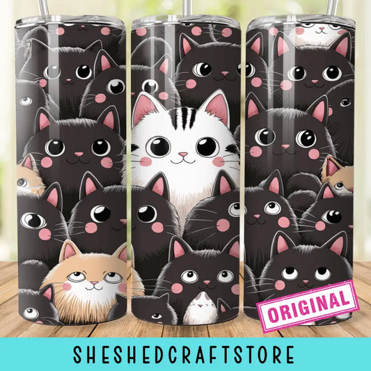 Cute Cats 20oz Skinny Tumbler Wrap