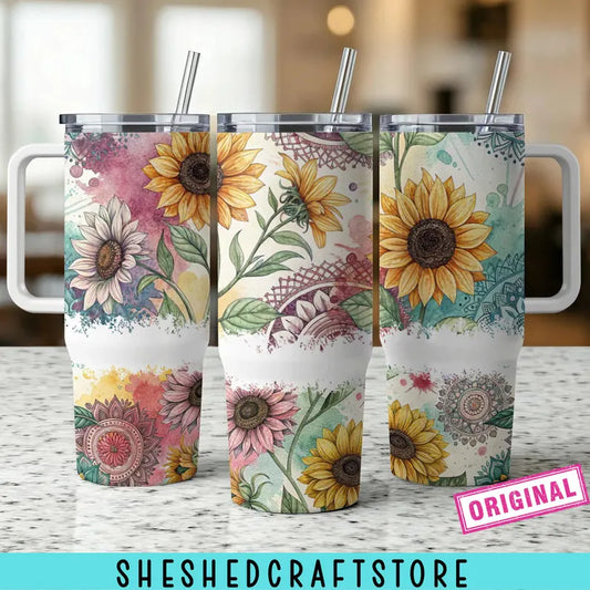 Boho Sunflower 40oz Tumbler Wrap