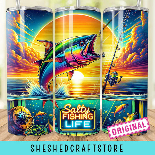 Saltwater Fishing Tumbler Wrap